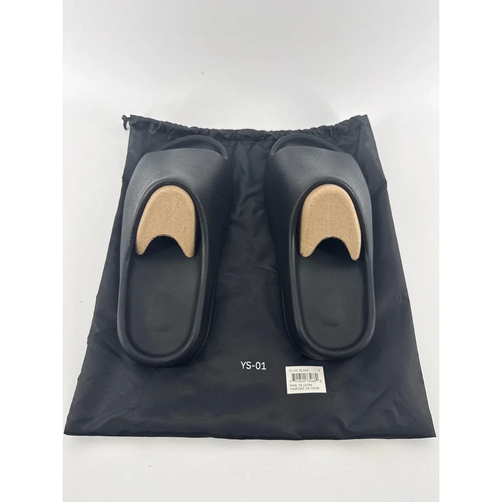 YZY YS-01 Men Black Foam Slide Sandals Size 9 Open Toe Slip On Comfort Shoes